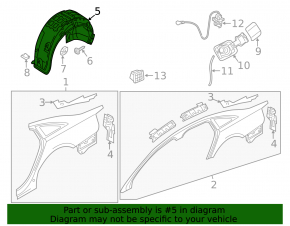 Rear right mudguard Audi A6 C7 12-15 prerest OEM