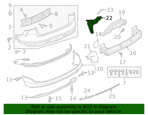 Right rear bumper mount on the Audi E-Tron 19-23 fender