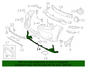 Front Bumper Lip Lexus NX200t NX300h 15-17 base, structure