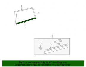Door-glass molding, center rear left, Toyota Highlander 2010-2011