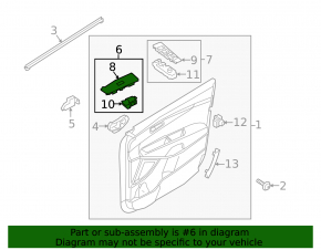 Front right window lift control Kia Sorento 19-20 with black trim, sport