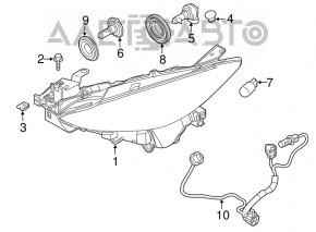 Left front headlight Mazda3 14-16 BM Dorest halogen
