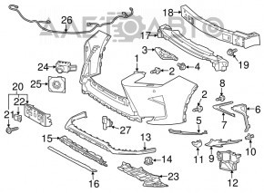 Front Bumper Absorber Lexus RX350 RX450h 16-19