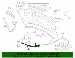 VW Tiguan 18-24 hood release cable front