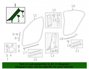 Front pillar trim upper right Lexus ES300h ES350 13-18 gray