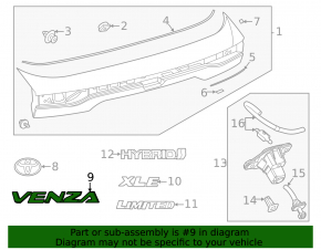 Emblem inscription "VENZA" trunk door Toyota Venza 21-