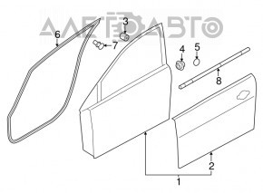 Door assembly front right Nissan Leaf 13-17