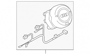 The Audi A4 B9 17-25 gray steering wheel airbag has a broken mount.