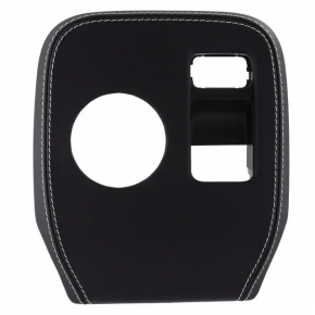 Ford Mustang Mach-E 21-23 Gear Shifter Cover Black Leather with Gray Stitching