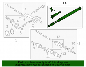 Front driveshaft for Nissan Frontier 24-26 4WD