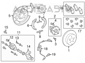 Rear right caliper assembly for Toyota Prius V 12-17