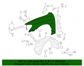 Front right wing Toyota Camry 02-06