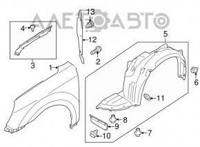 Right hood-fender seal for Subaru Outback 10-13