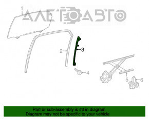 Rear left door glass guide Lexus RX350 RX450h 16-22