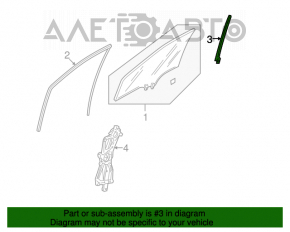 Front left door glass guide for Honda Civic 4d 06-09