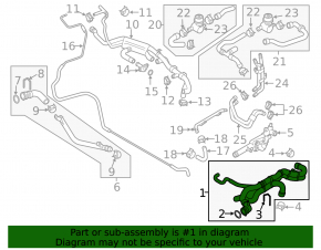 Upper cooling pipe VW Touareg 11-17 3.6 complete 3 parts with quick release