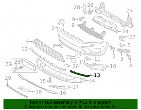 Front bumper molding left VW Touareg 15-17 chrome