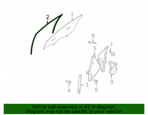 Glass seal front right Nissan Rogue 07-12