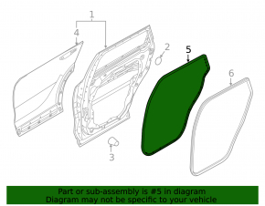 Door seal rear left Kia Sorento 16-20