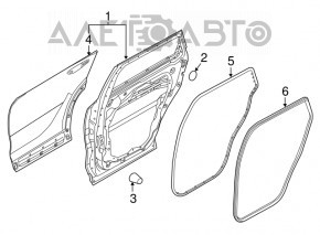 Door seal rear left Kia Sorento 16-20