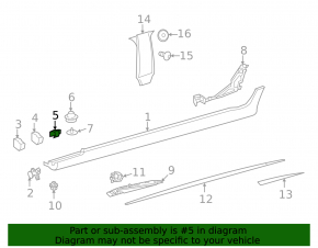 Left threshold clips Mercedes W213 E 17-23 8 pcs