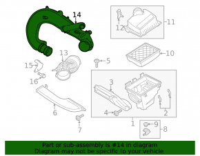 Air duct for the Ford Fusion mk5 13-16 1.5T turbocharger