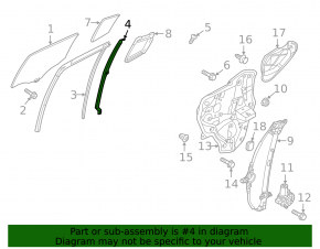 Rear right door glass guide Mazda 6 13-21