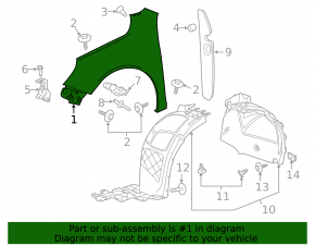 Front left wing Chevrolet Malibu 13-15