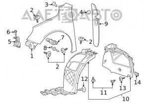 Front left wing Chevrolet Malibu 13-15