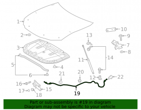 Lexus ES300h ES350 Hood Release Cable 19-22