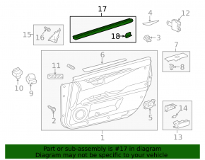 Glass seal inner front left Lexus ES300h ES350 13-18
