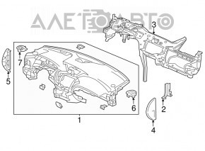 Dashboard front panel without AIRBAG Acura MDX 14-20