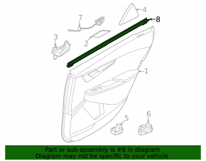 Inner glass seal for the rear right door of a Kia EV6 22-24