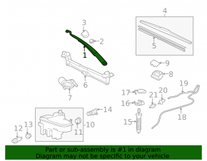 Left wiper arm for Lexus IS250 IS300 IS350 06-13