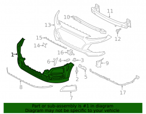 Front bare bumper lower part Hyundai Kona 18-21 1.6, 2.0 texture, without fog lights