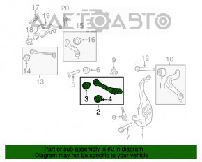 Lower front left control arm of a Porsche Macan 15-26, front, torn silent block