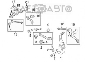 Lower front left control arm of a Porsche Macan 15-26, front, torn silent block