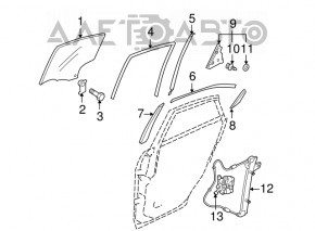 Corner plastic rear right door Mazda3 03-08
