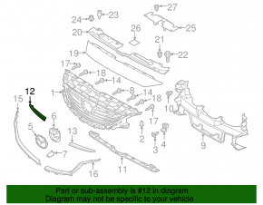 Upper right radiator grille molding Mazda 6 13-17