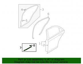 Rear right door seal for Mazda3 03-08