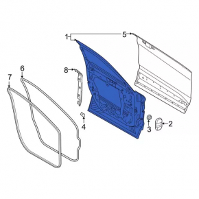 Front left door assembly for Ford Explorer 20-25, black, keyless, laminated glass
