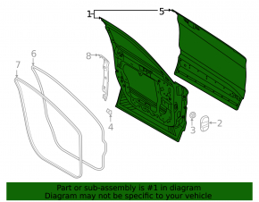 Front left door assembly for Ford Explorer 20-25, black, keyless, laminated glass
