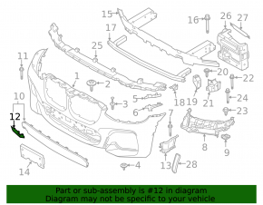 BMW X3 G01 18-23 With xDrive 30ex, 2019-21 Front Bumper Tow Hook Cap