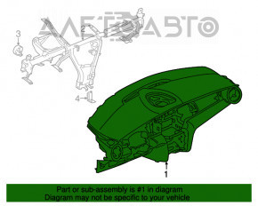 Torpedo front panel without AIRBAG Mini Cooper F56 3d 14-21 black for a large monitor
