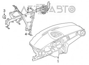 Torpedo front panel without AIRBAG Mini Cooper F56 3d 14-21 black for a large monitor