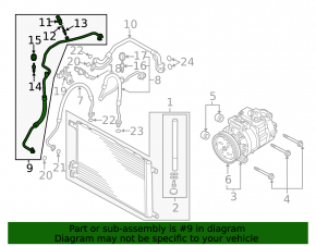 Air conditioner tube heater-condenser second VW Jetta 19-