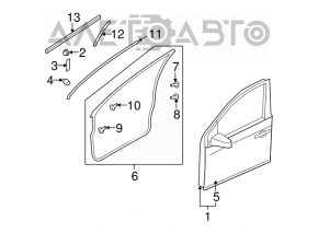 Front left door seal for Nissan Murano z51 09-14