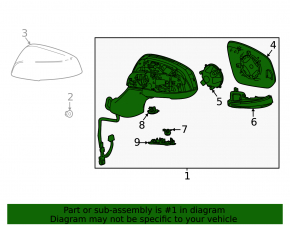 Side mirror right Toyota Highlander 20-22 turn signal, backlight, heating, auto folding, BSM, with camera