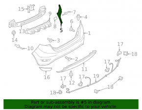 Rear bumper mount right outer Ford Fiesta 11-19 5d