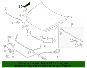 Hood hinge left Mazda 3 14-18 BM